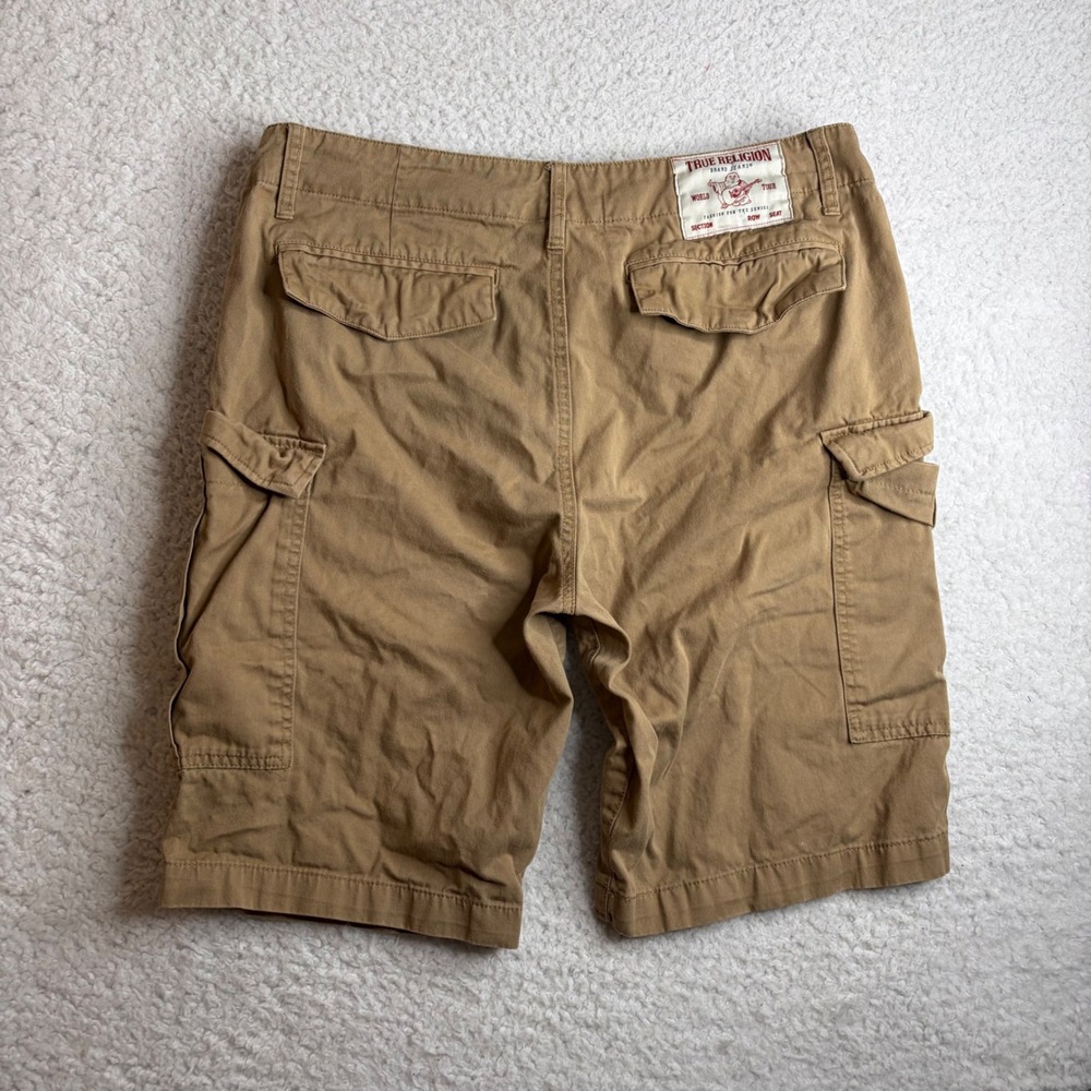 True Religion Mens Cargo Shorts Tan Khaki outdoors Size 36 TQSFDCR801444